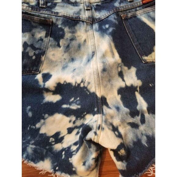 Jean Shorts Cutoffs Frayed Hem Altered Bleach Tie Dyed Women's OOAK Men's 40 - Picture 7 of 7